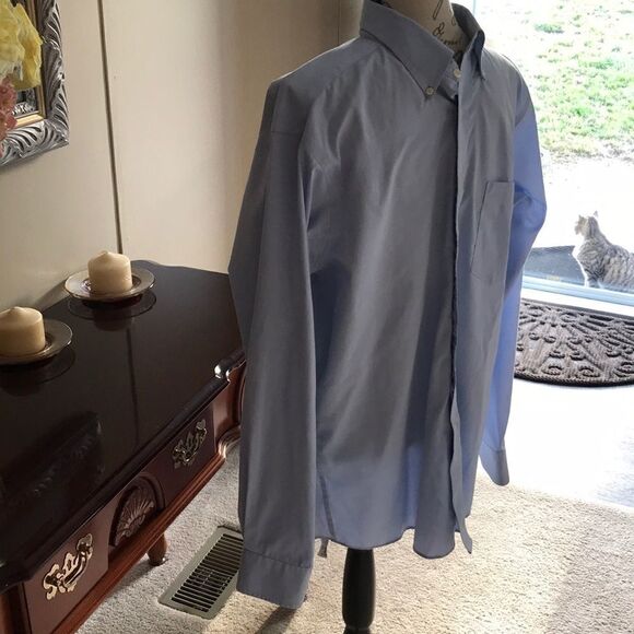 Chaps Mens Dress Shirt Extra Large Blue - Picture 3 of 9